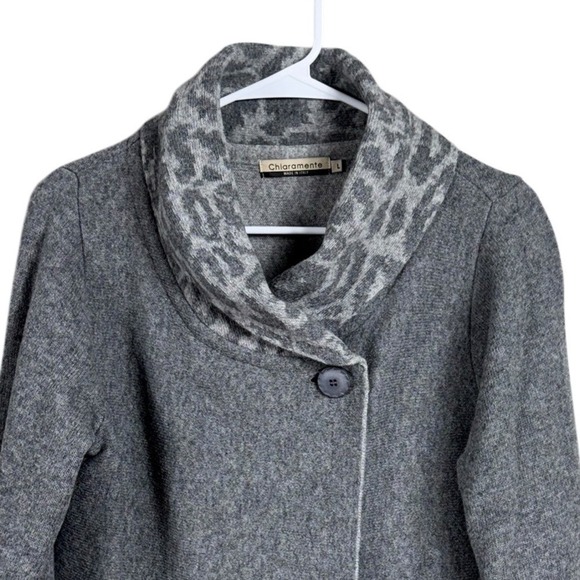 Womens Italian Wool Blend Cardigan Sweater Size Large Jacket Grey Quiet Luxury